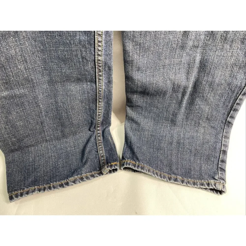 Levis 550 Mens 38x32 Relaxed Straight Denim Jeans Medium Wash Blue Red Tab